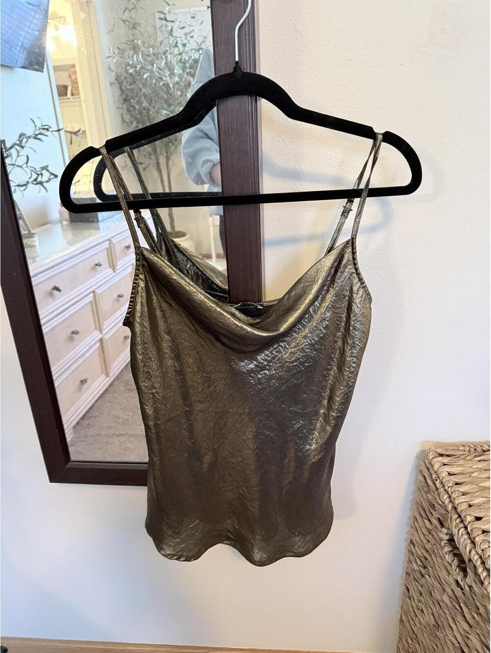 Express Metallic Gold Cowl Neck Camisole Top Size Small